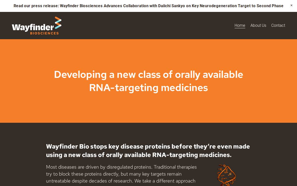 Wayfinder Biosciences website preview