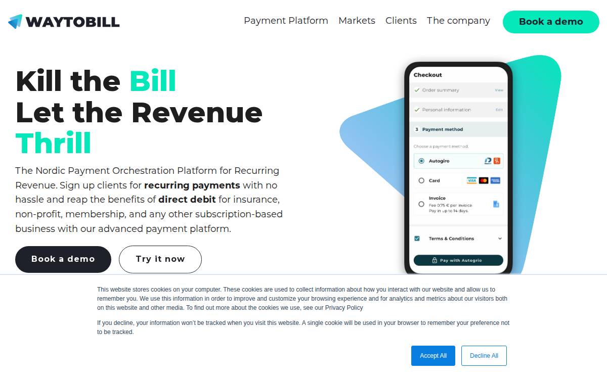 Waytobill website preview