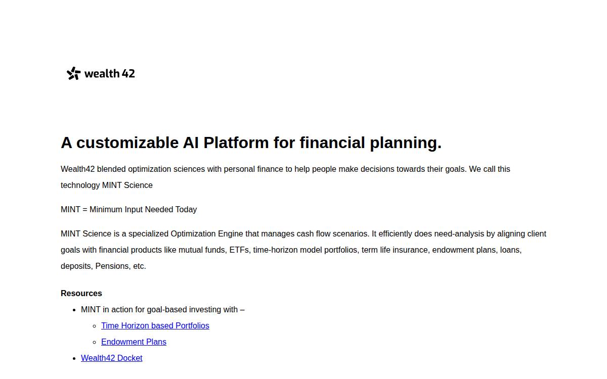 Wealth42 website preview