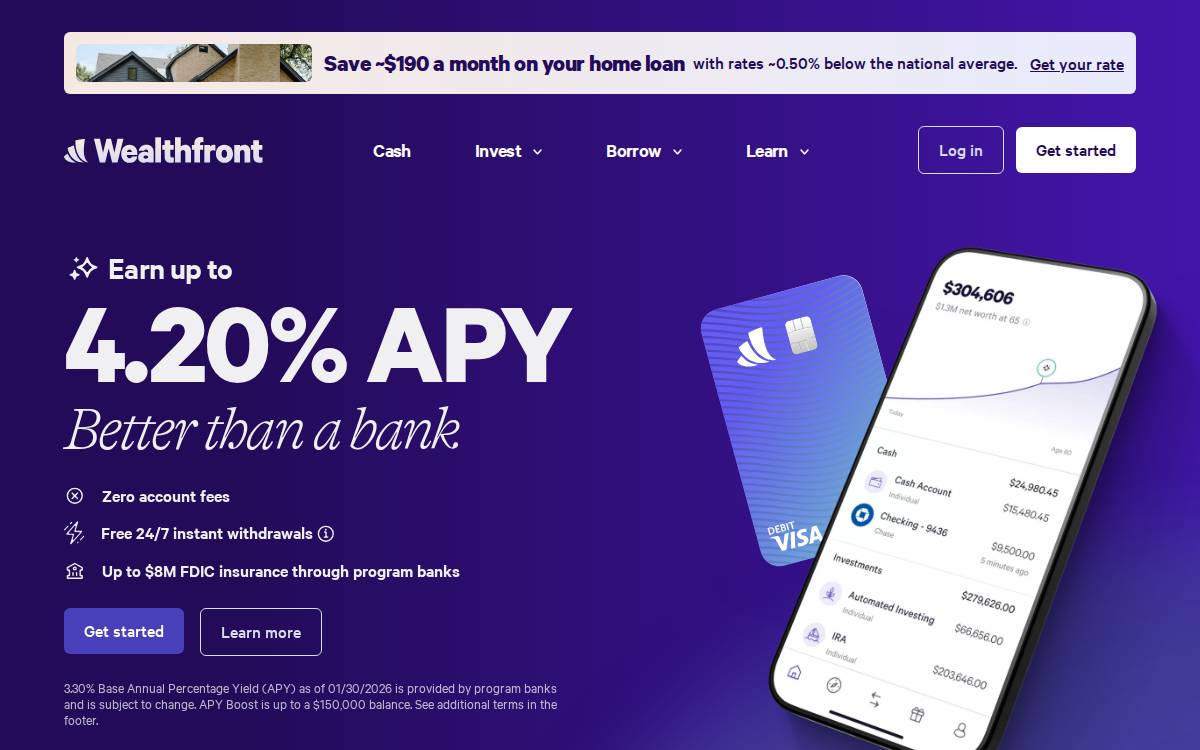 Wealthfront website preview