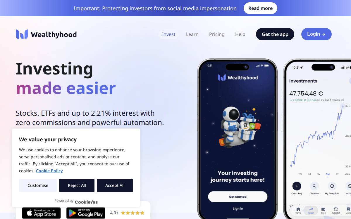 Wealthyhood website preview