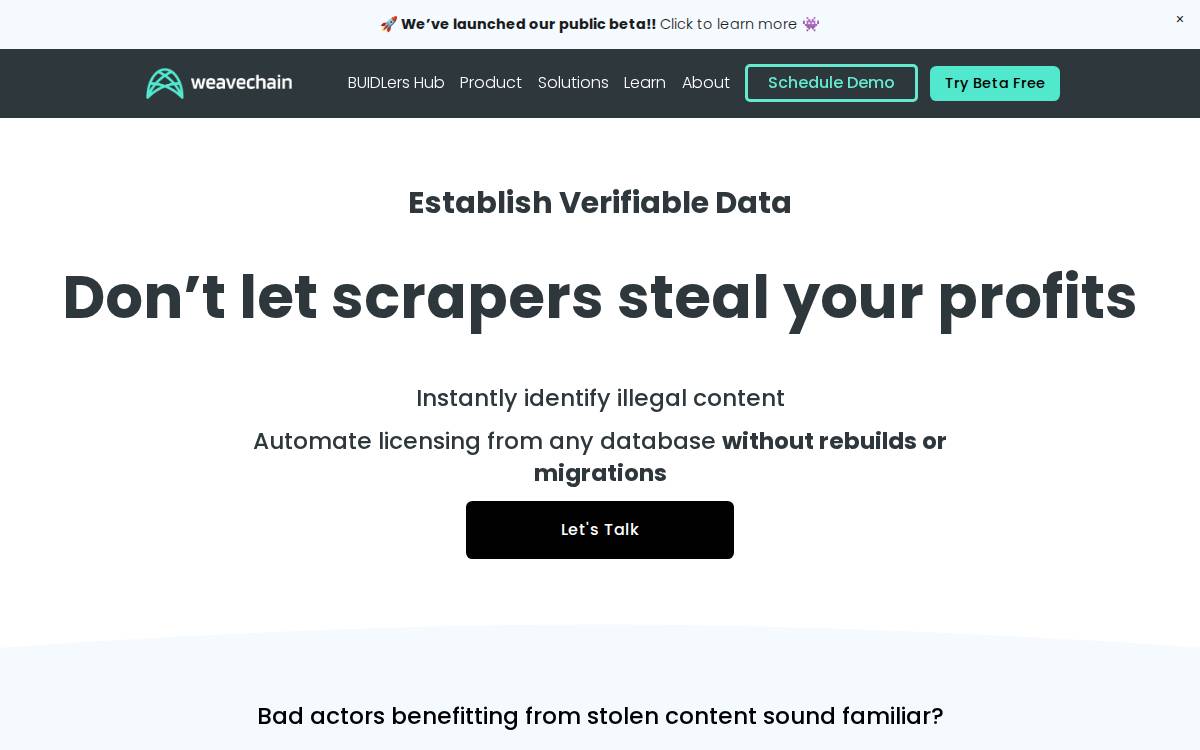 Weavechain website preview