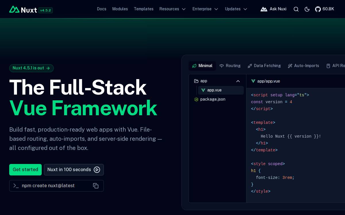 Web Framework based on VueJS website preview