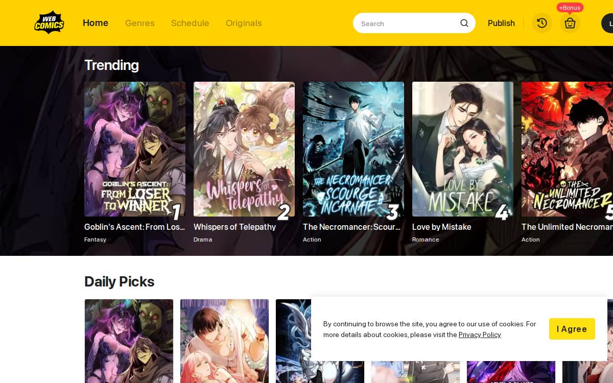 Webcomicsapp website preview