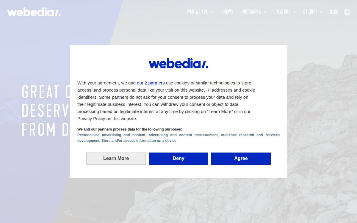 Webedia Group website preview