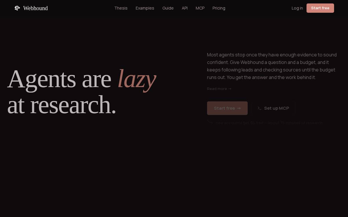 Webhound website preview