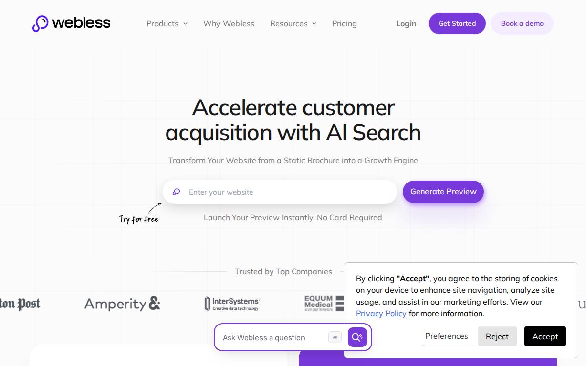 Webless website preview