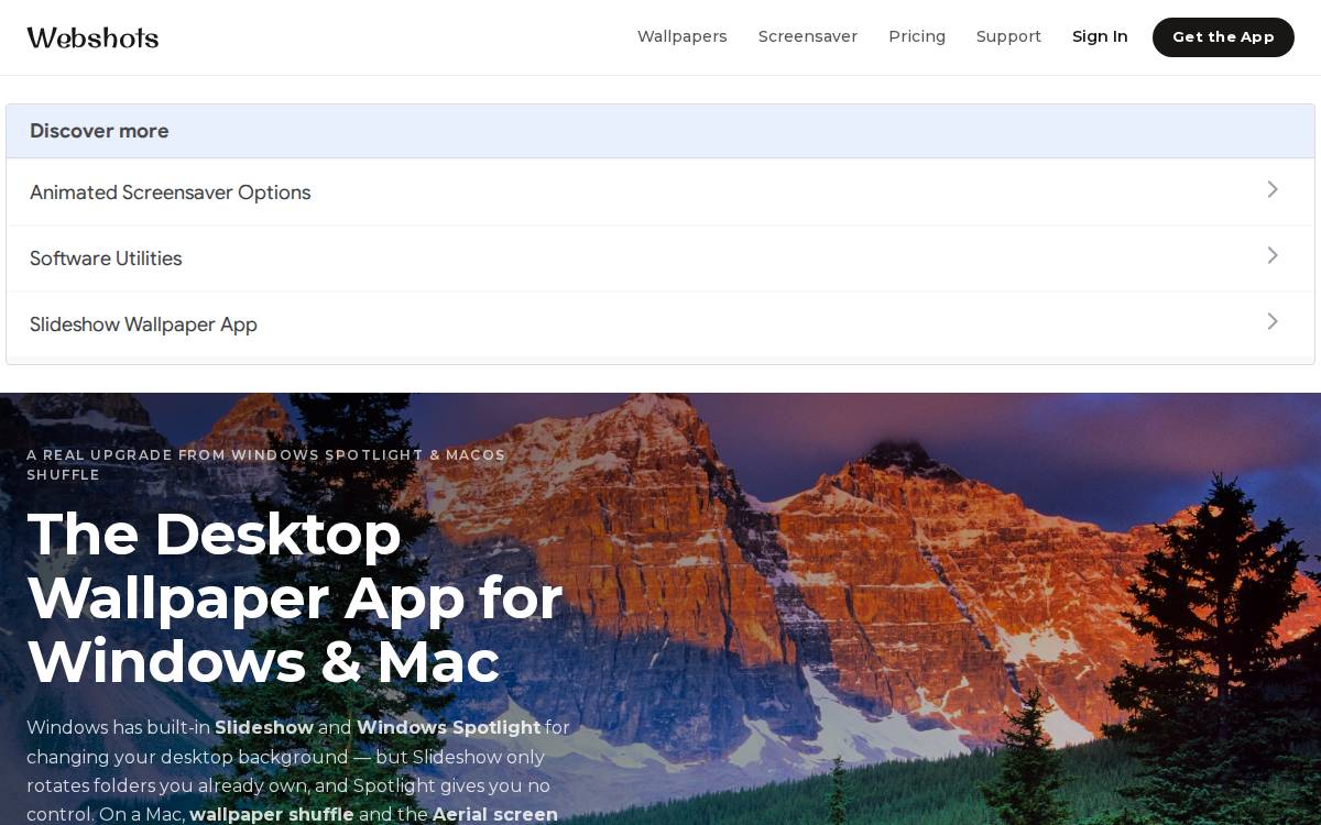 Webshots website preview