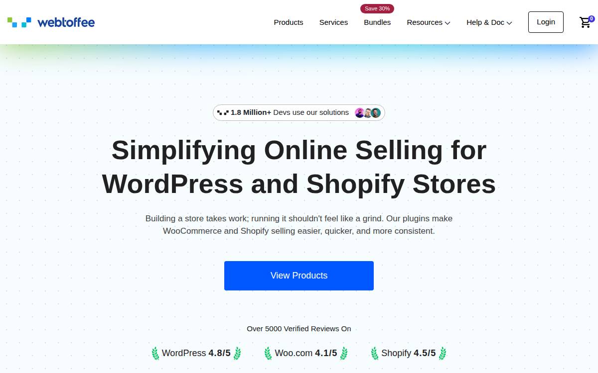 Webtoffee website preview