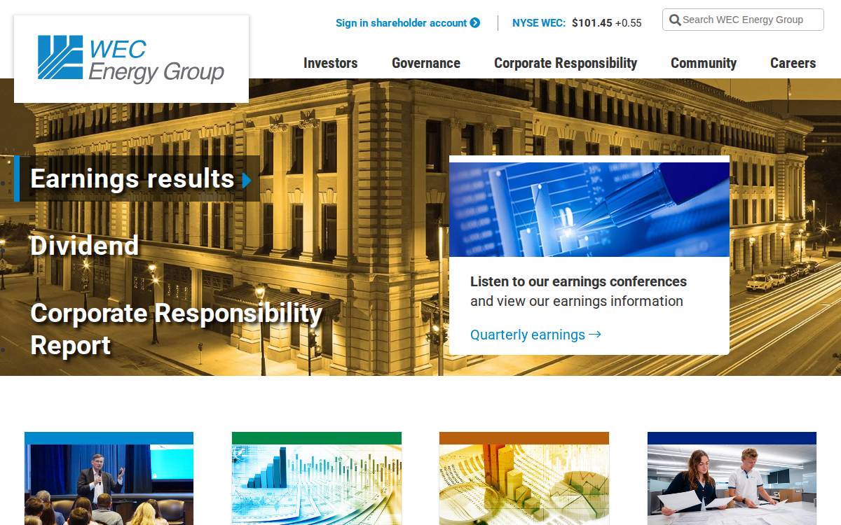 WEC Energy Group website preview