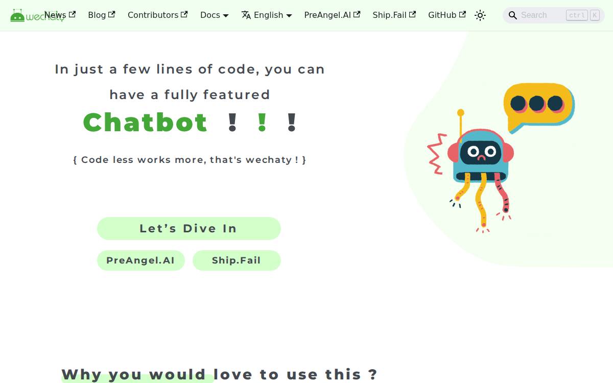 Wechaty website preview