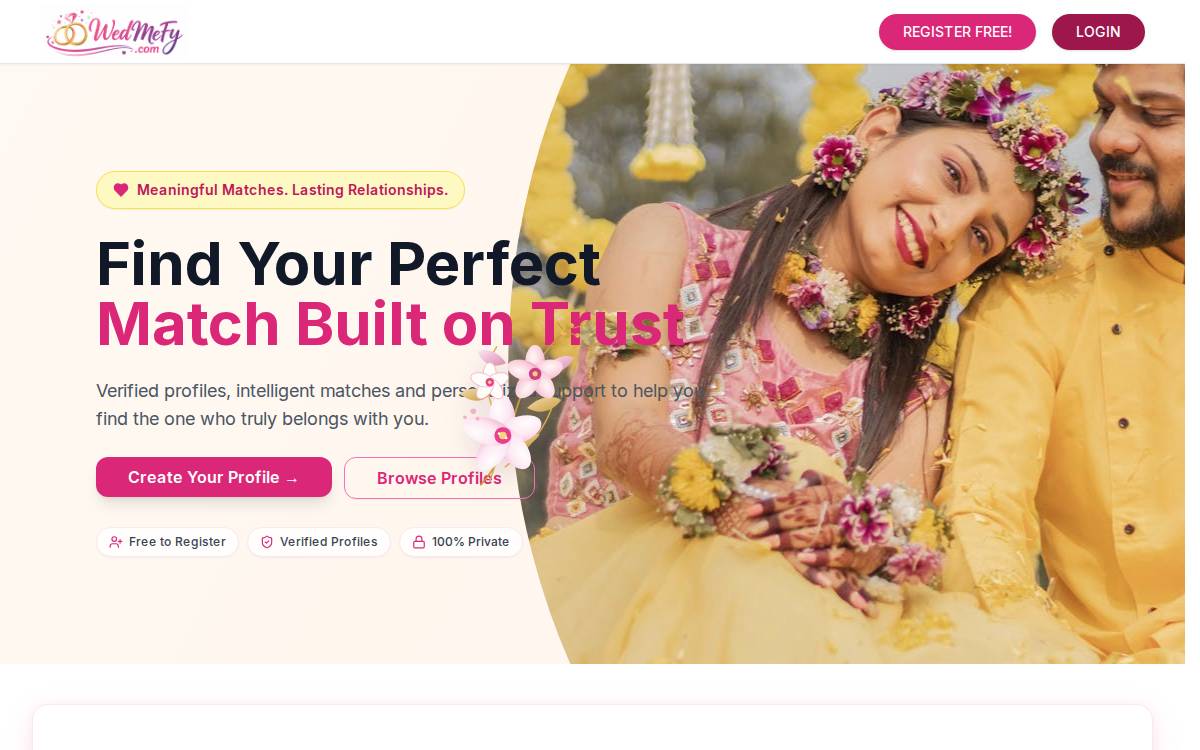 Wedmefy website preview