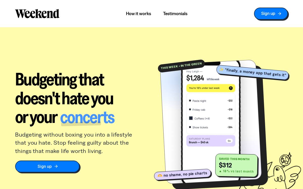 Weekendbudget website preview