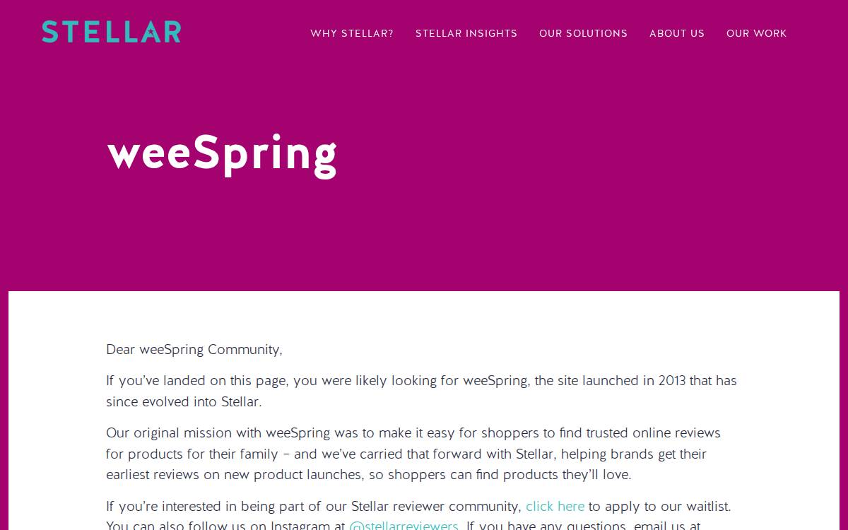 Weespring website preview