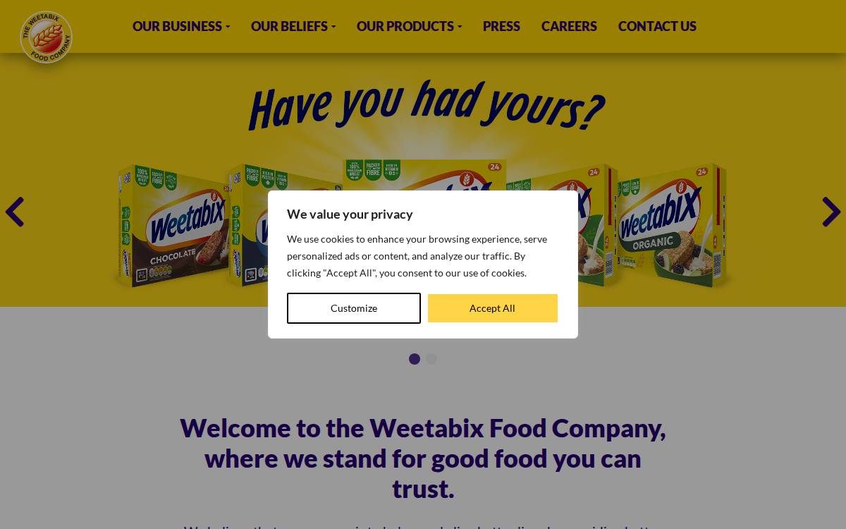 Weetabix website preview