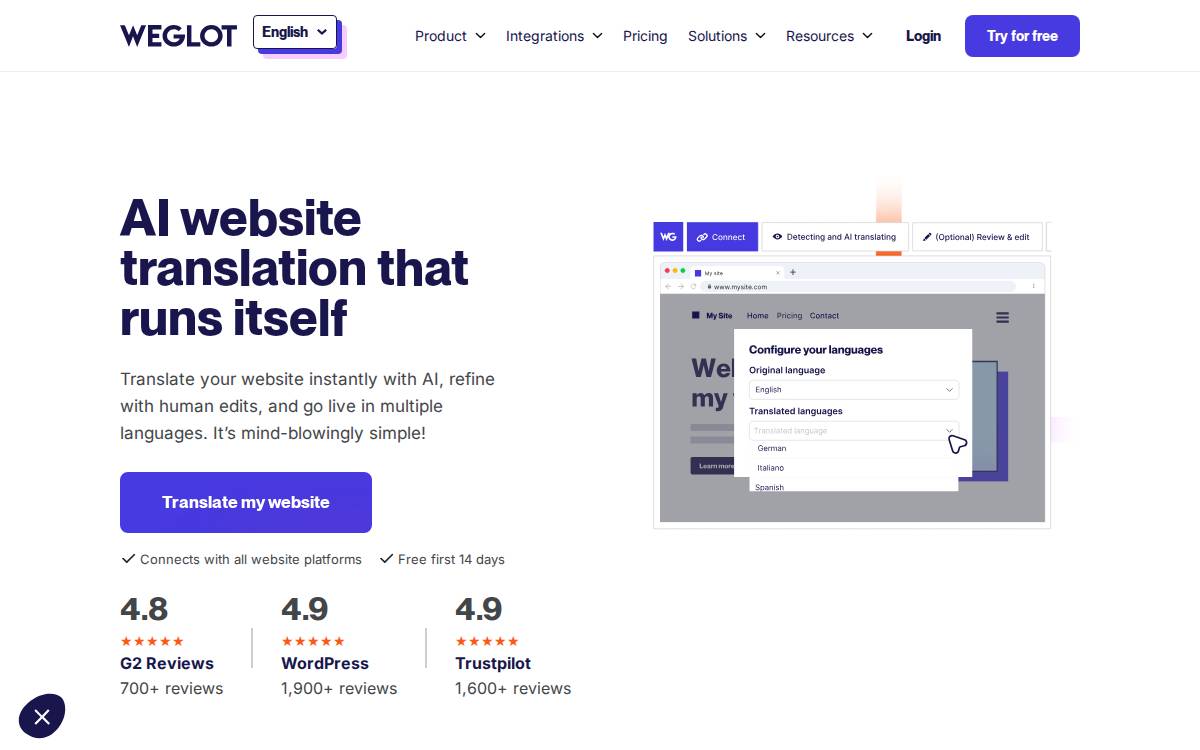 Weglot website preview
