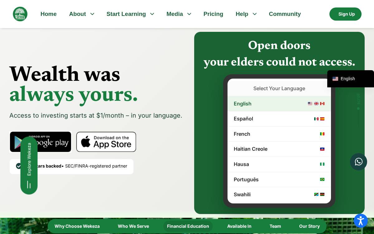 Wekeza website preview