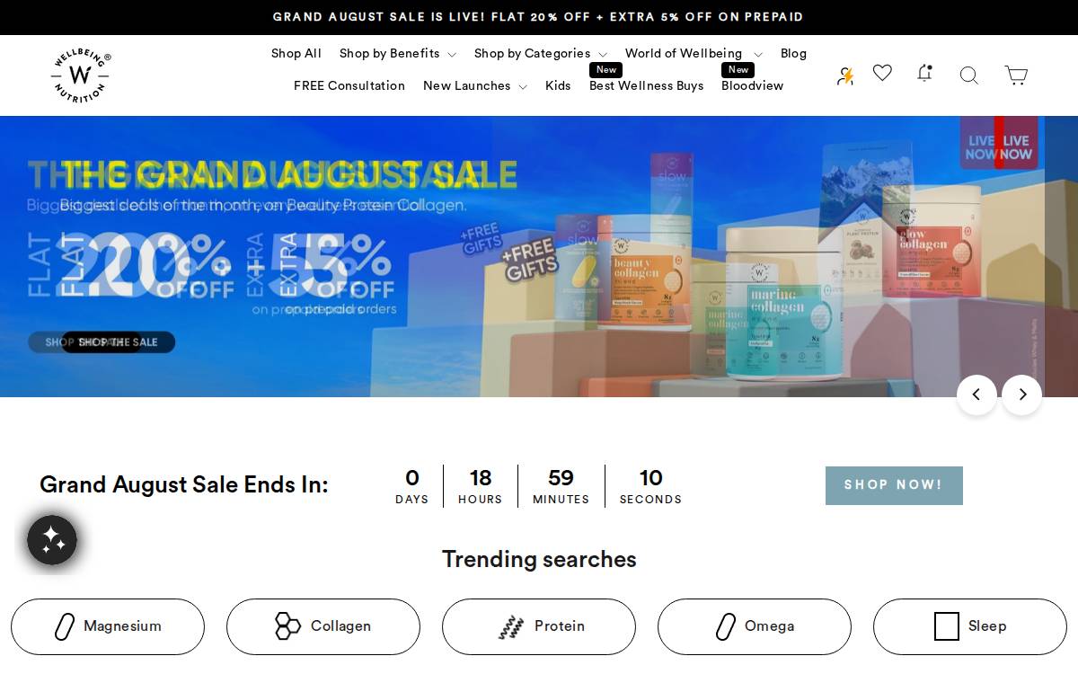 Wellbeing Nutrition website preview