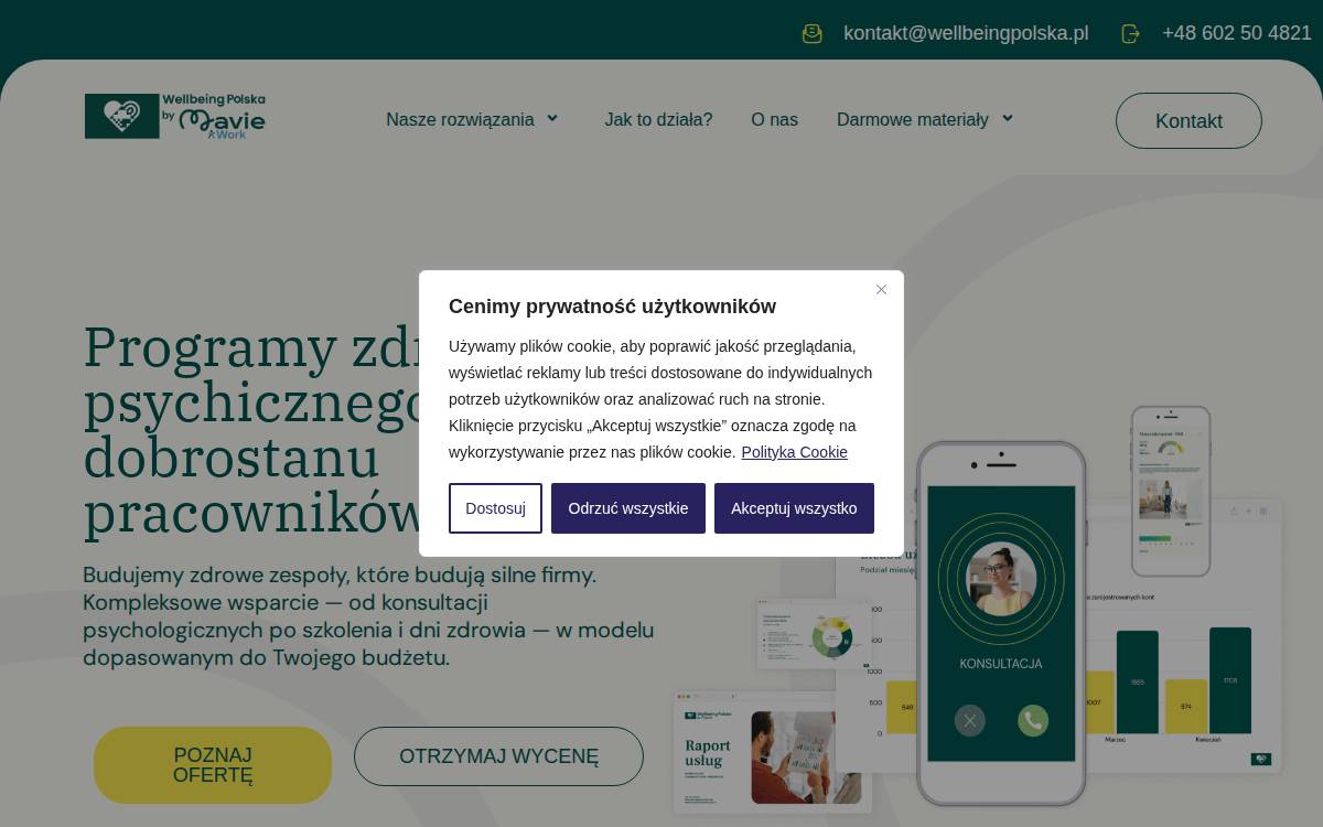 Wellbeing Polska website preview