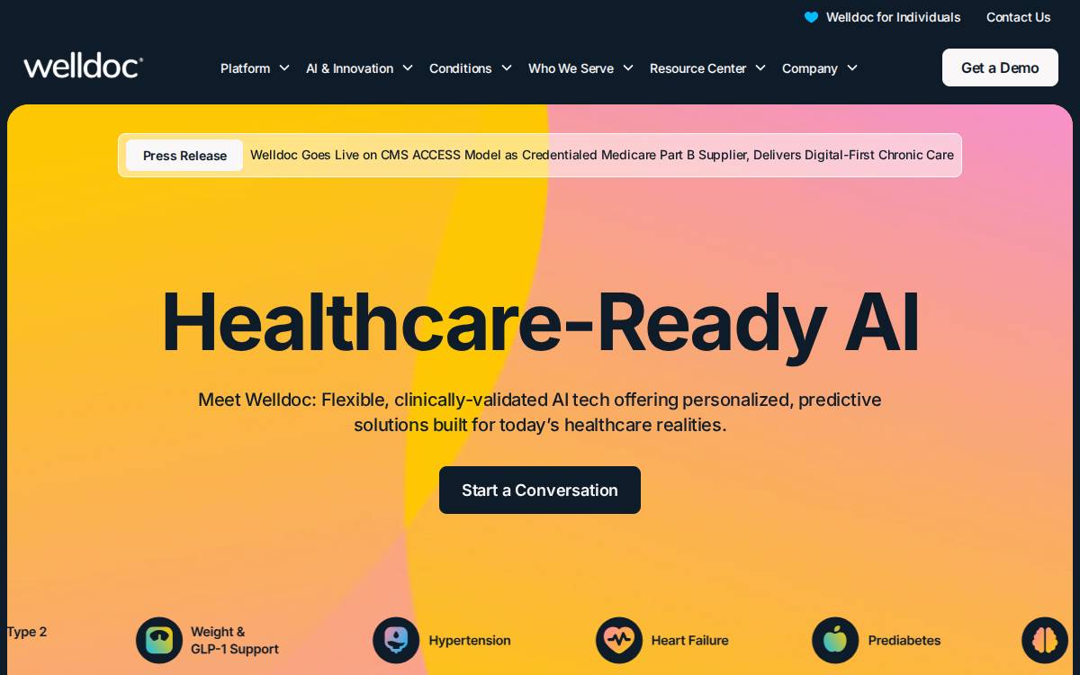 WellDoc website preview