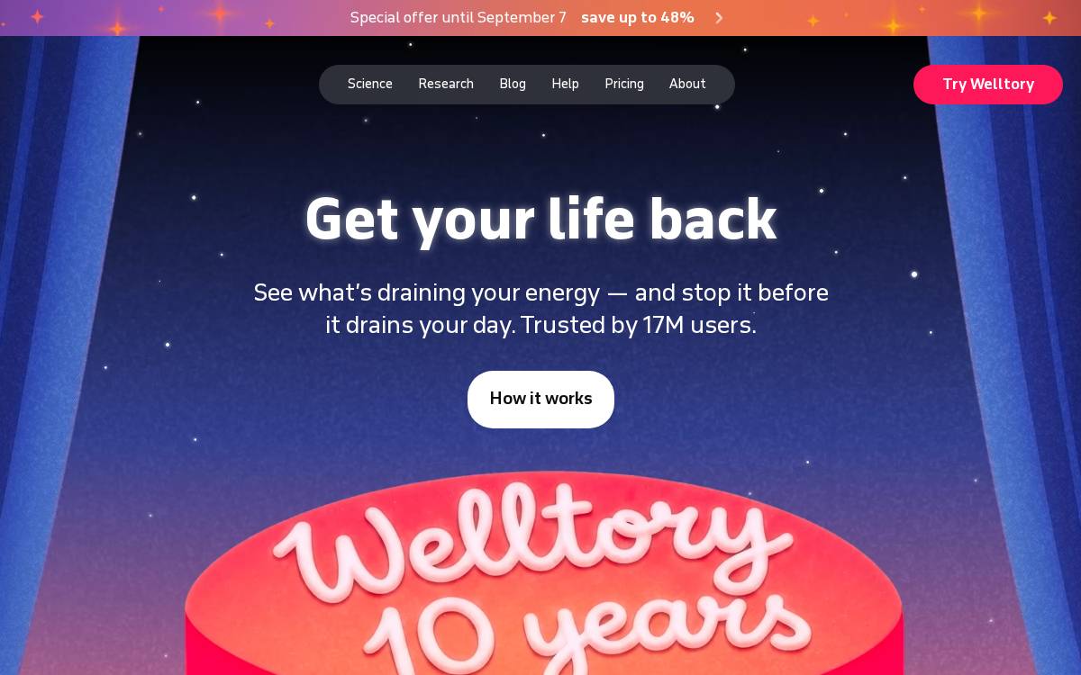 Welltory website preview