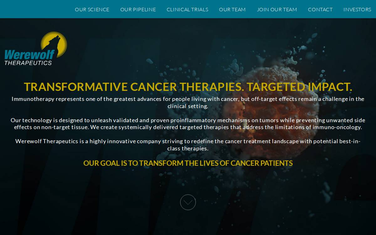 Werewolf Therapeutics website preview