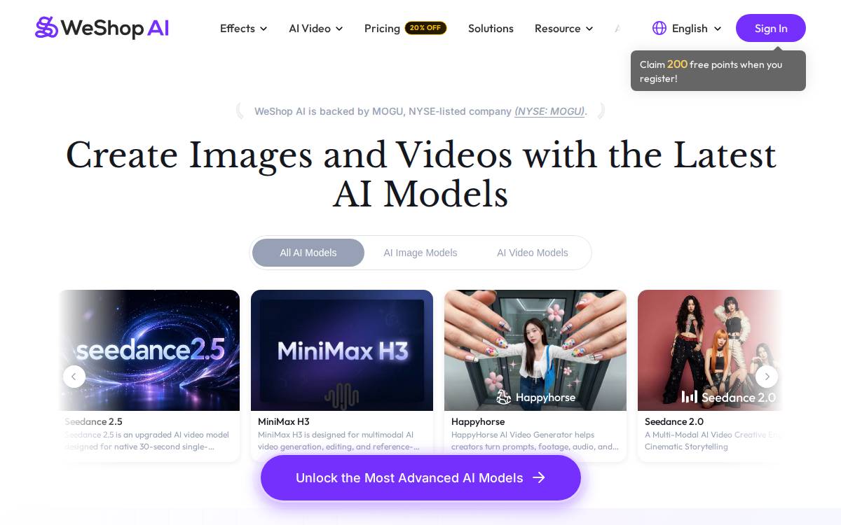 WeShop AI website preview