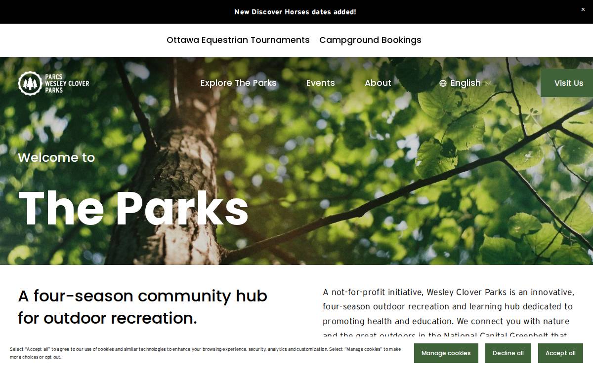 Wesleycloverparks website preview
