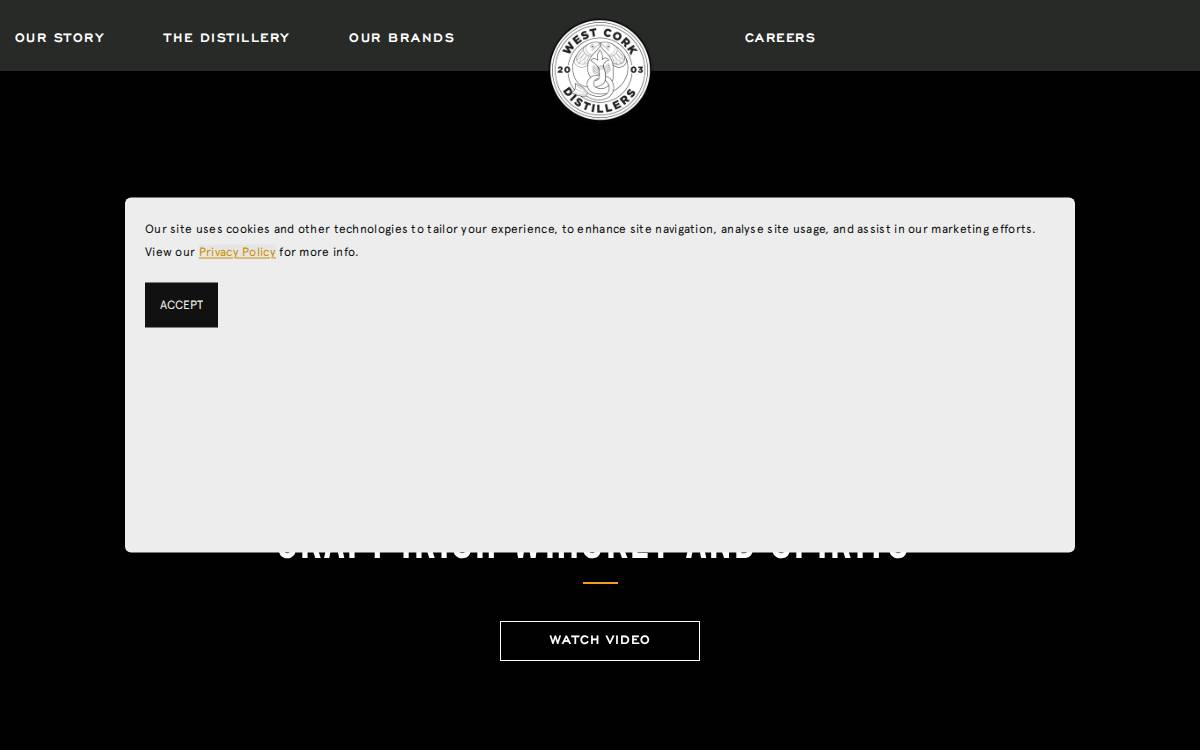 West Cork Distillers website preview