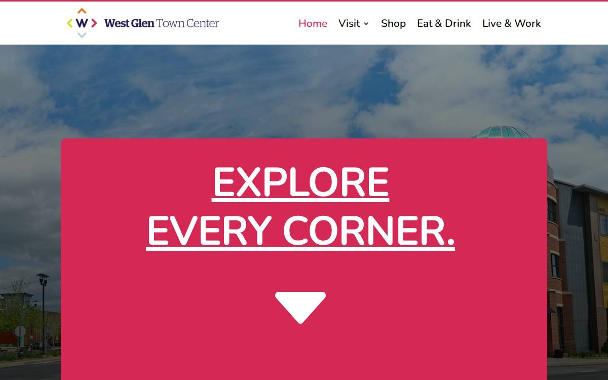 West Glen Town Center website preview