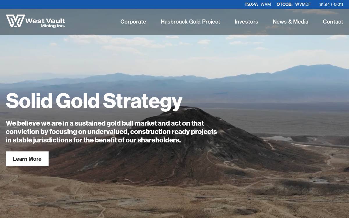 West Vault Mining website preview