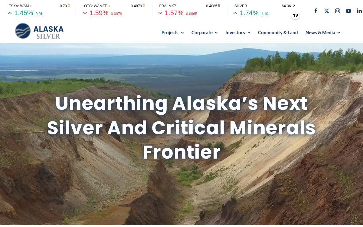 Western Alaska Minerals website preview