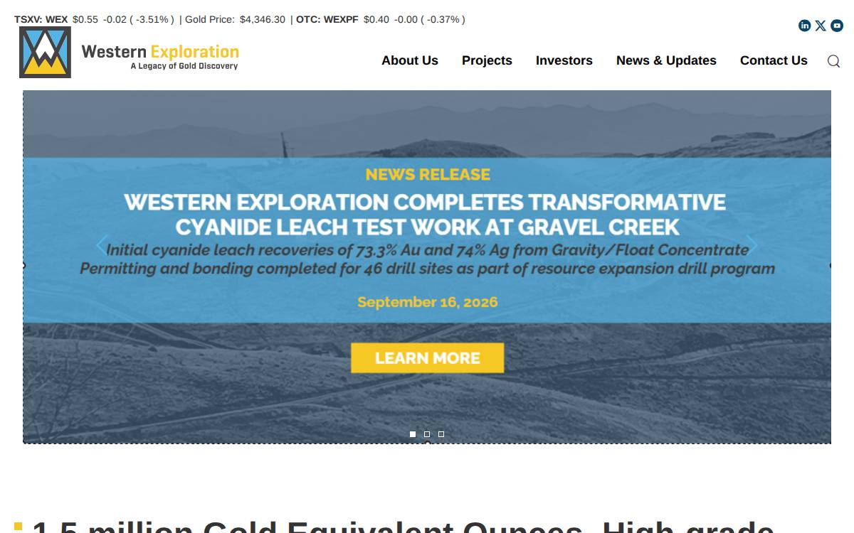 Western Exploration website preview
