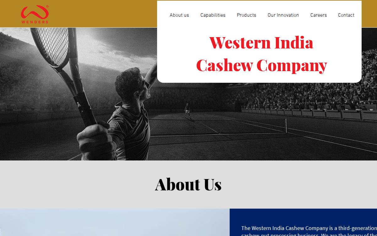 Western India Cashew Company website preview