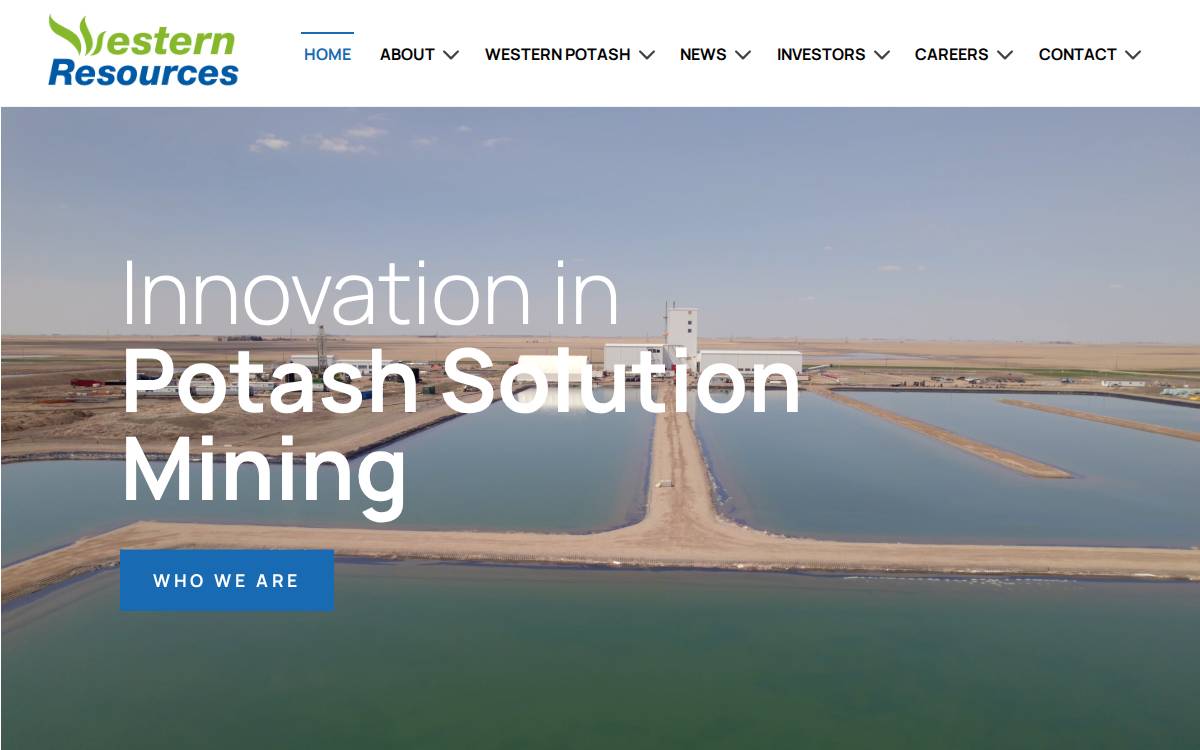 Western Potash Corp website preview