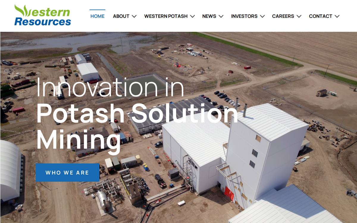 Western Potash website preview