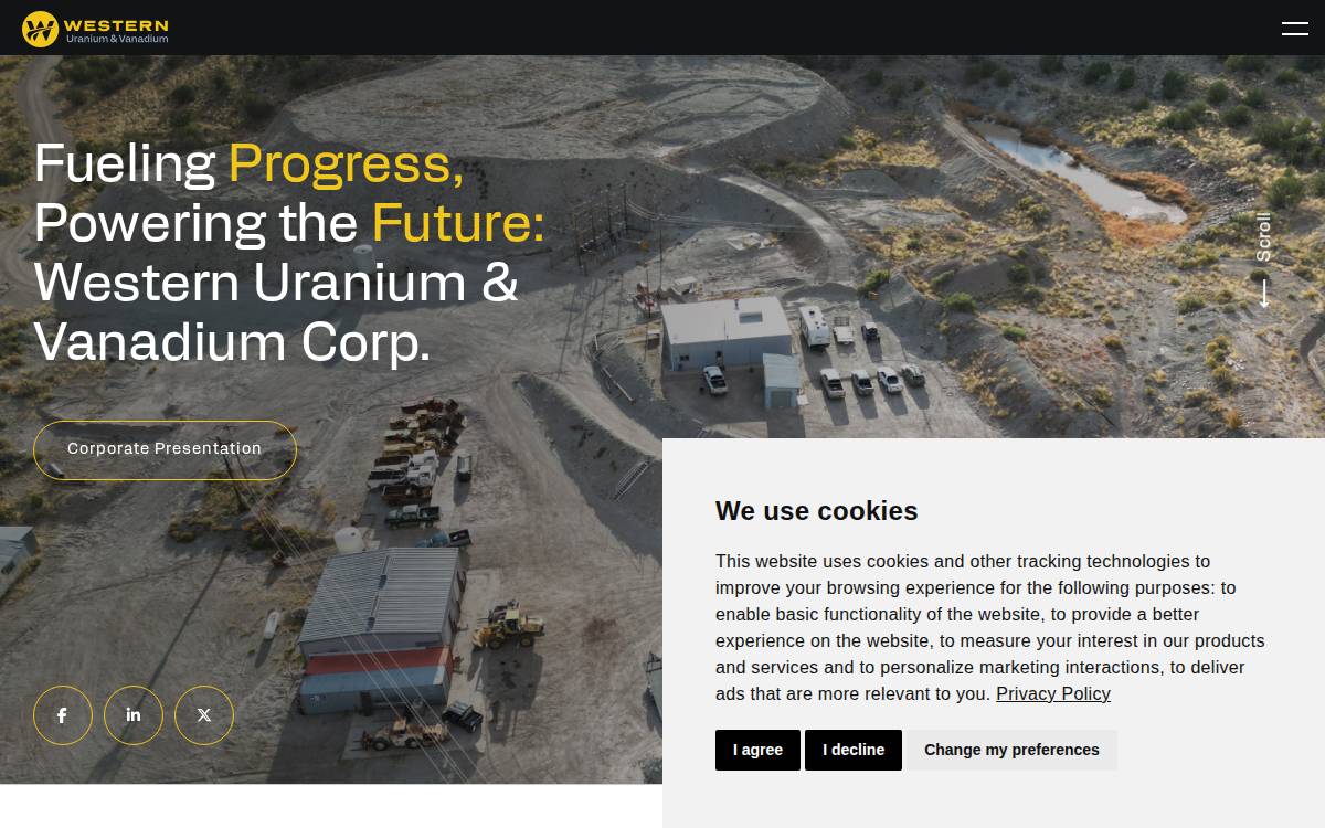 Western Uranium & Vanadium website preview
