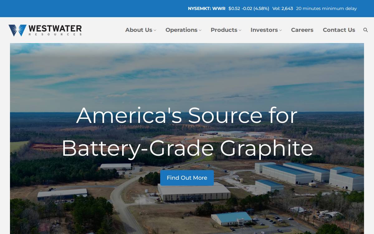 Westwater Resources website preview