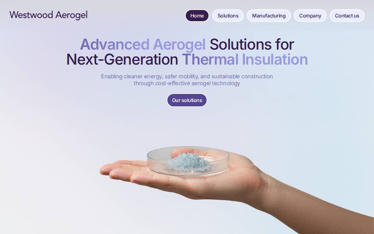 Westwood Aerogel website preview