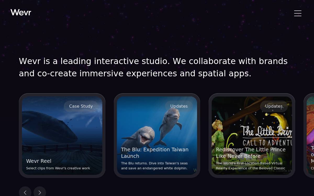 Wevr website preview