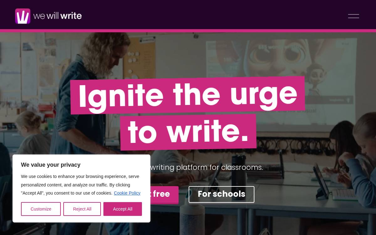 WeWillWrite website preview