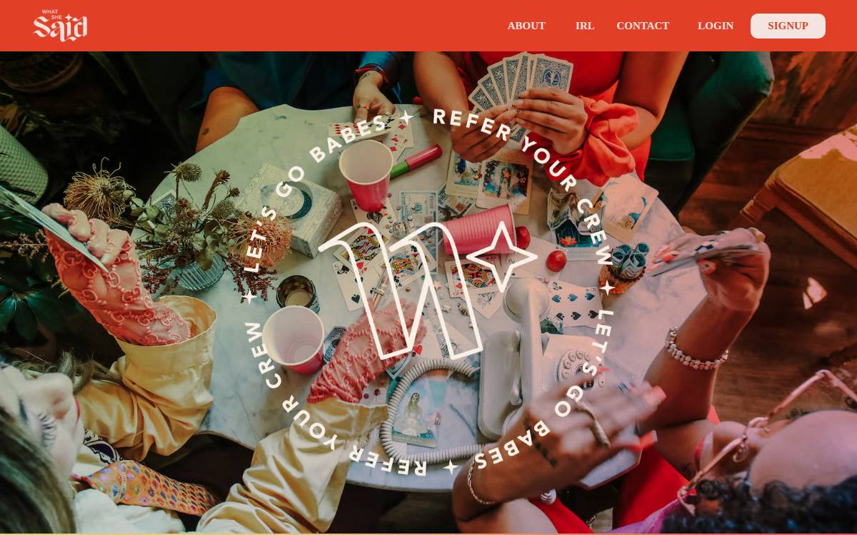 What She Said App website preview