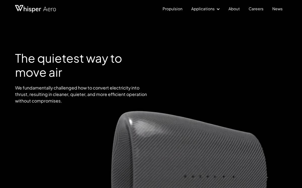 Whisper Aero website preview
