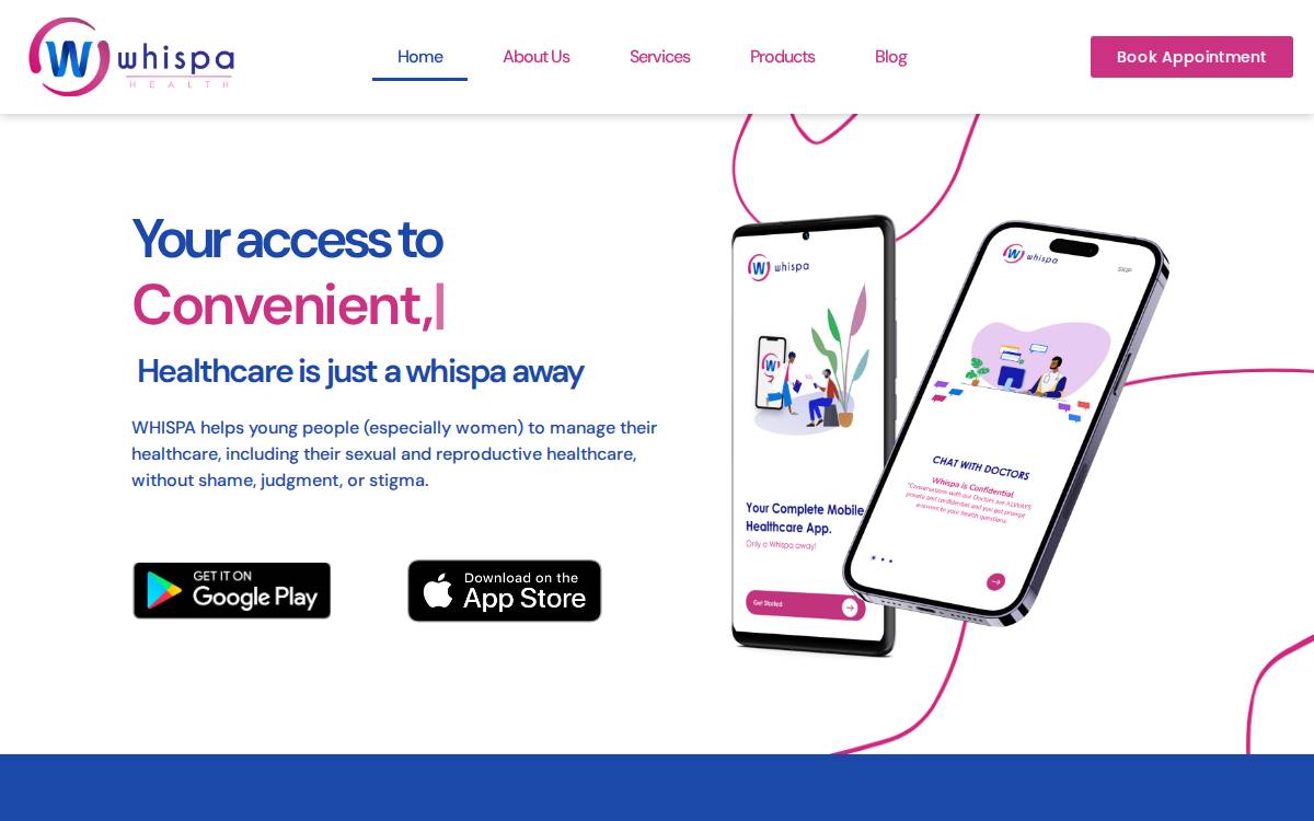 Whisper Health Limited website preview