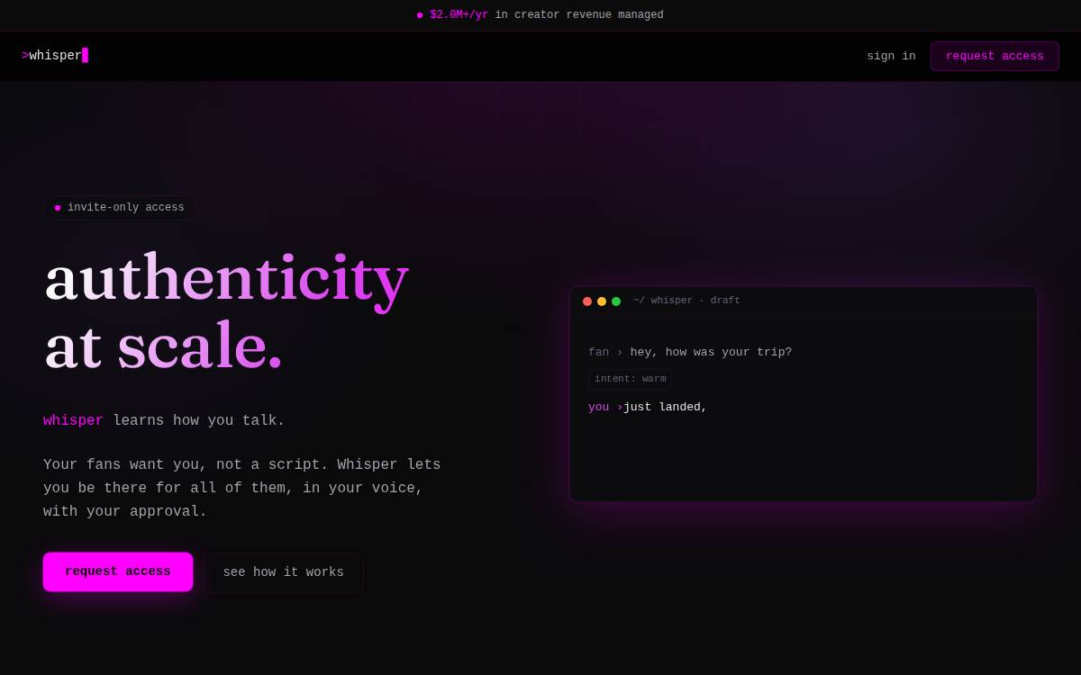 Whisper website preview