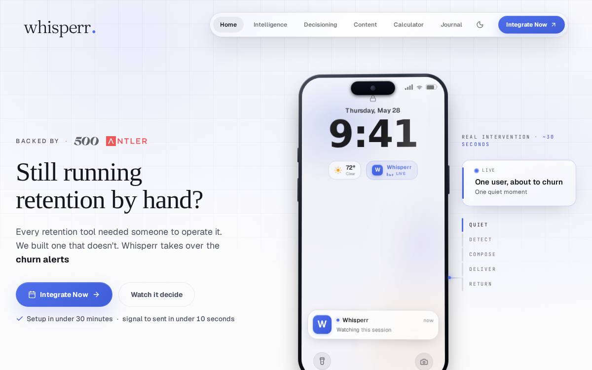 Whisperr, Inc. website preview