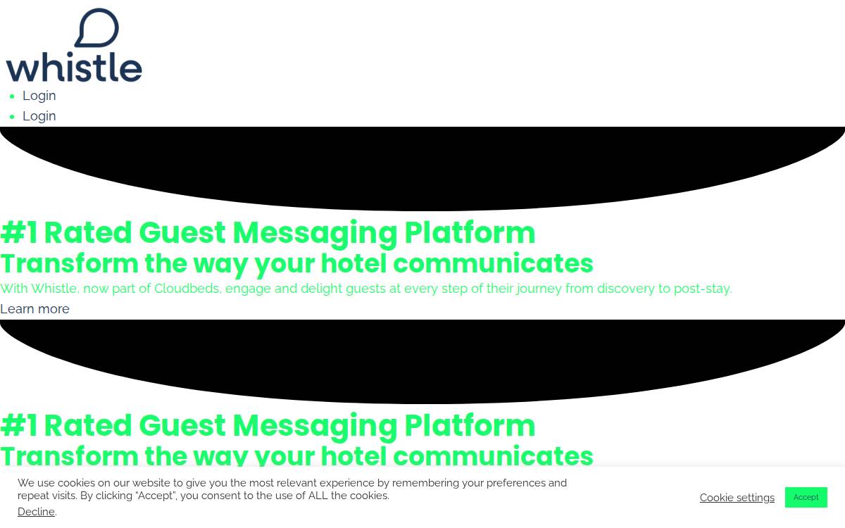 Whistle Messaging website preview