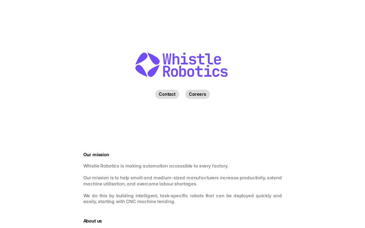 Whistle Robotics website preview