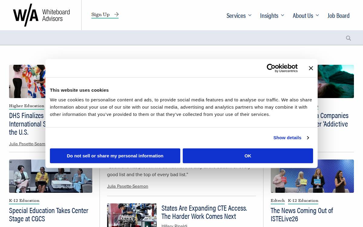 Whiteboard Advisors website preview