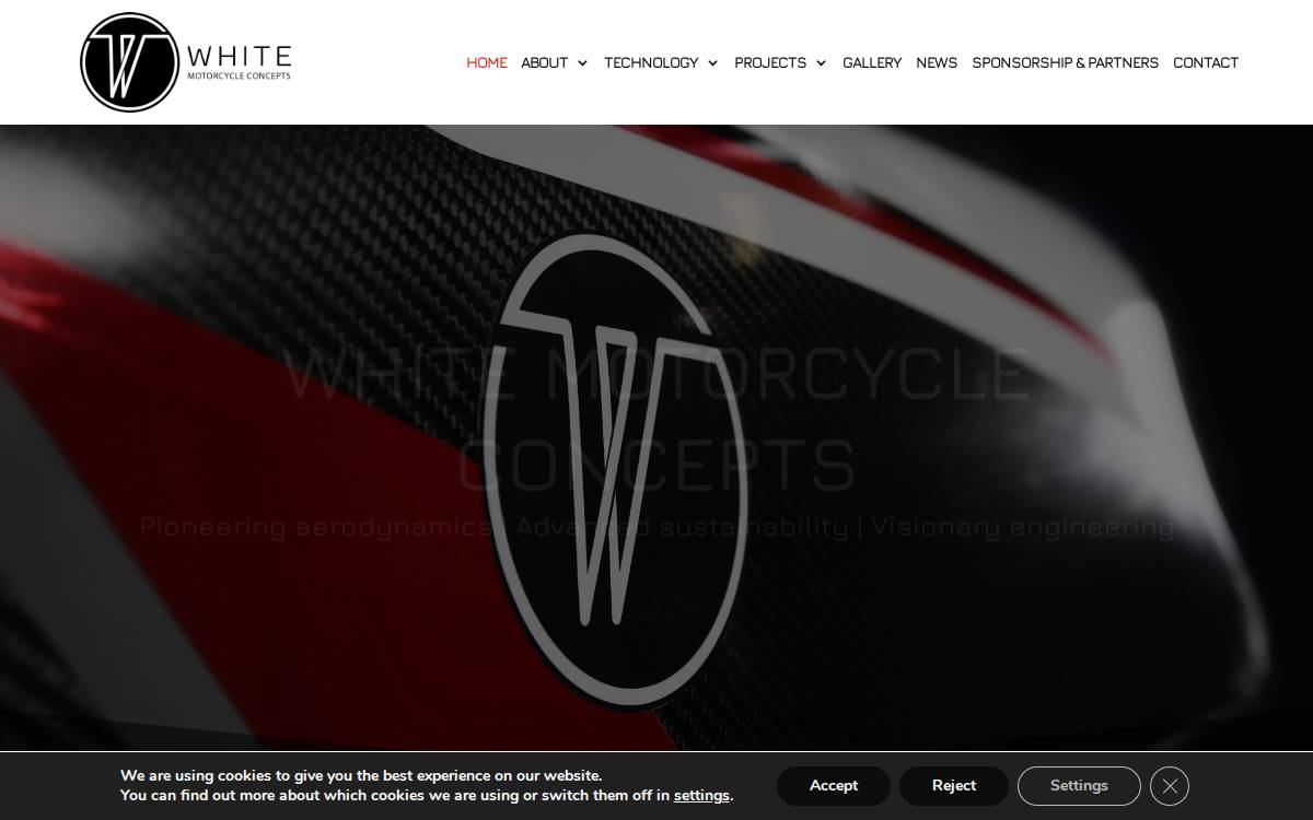 White Motorcycle Concepts website preview